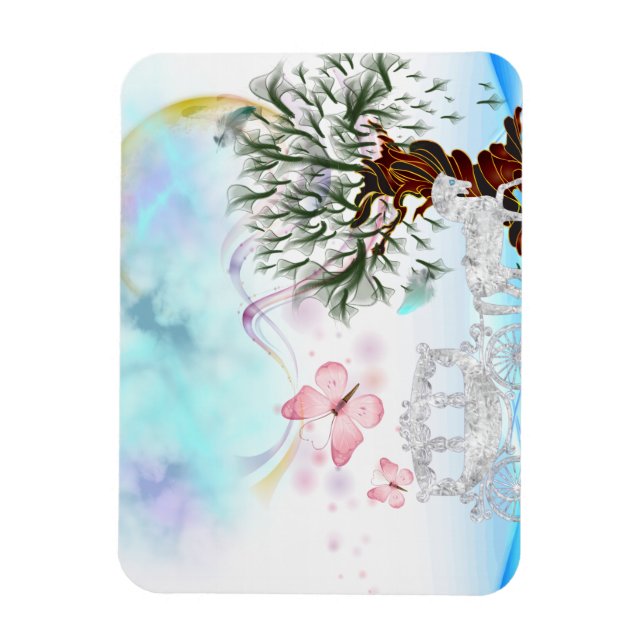 Íman Fantasy Crystal Horse Carruagem (Vertical)