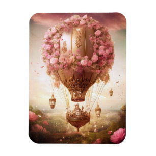 Íman Fantasy Hot Air Balloon Rosa Dourado