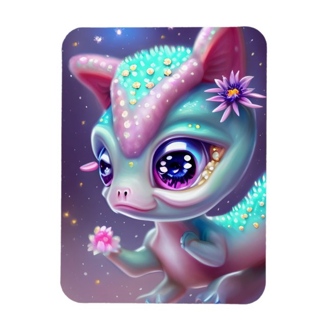 Íman Fantasy Kawaii, bebê dinossauro fofo e adorável (Vertical)
