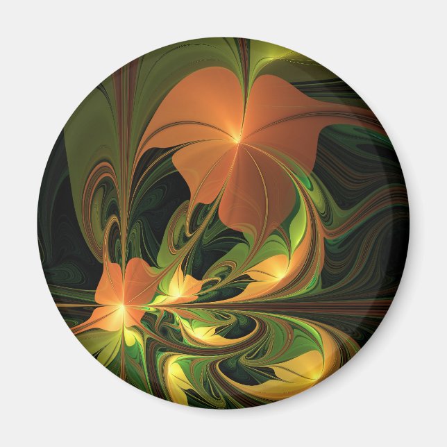 Íman Fantasy Plant Abstrato Green Rust Brown Fractal (Frente)