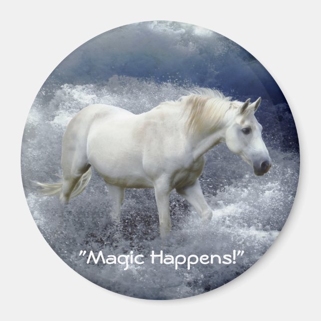Íman Fantasy White Horse & Ocean Surf Magnet Gift (Frente)