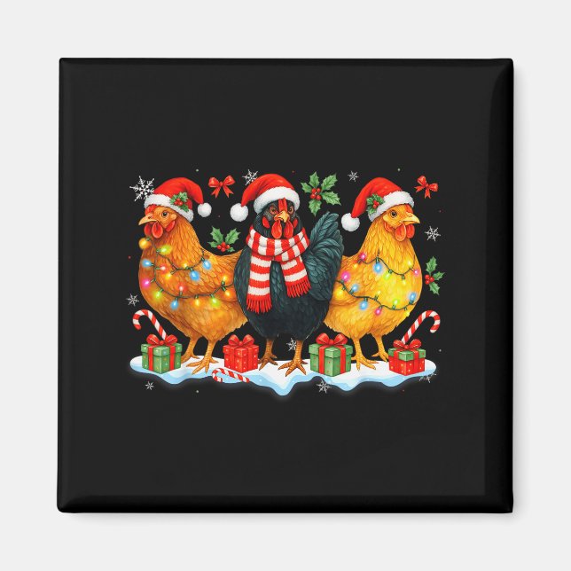 Íman Farm Animal Funny Chicken Christmas Lights Cute Xm (Frente)