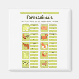 Íman Farm Animals Identification Educational Worksheet