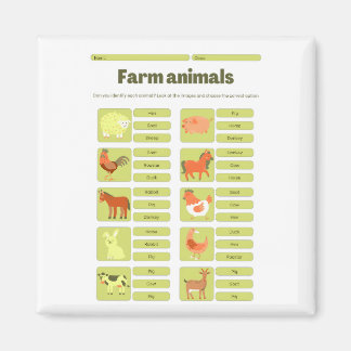 Íman Farm Animals Identification Educational Worksheet