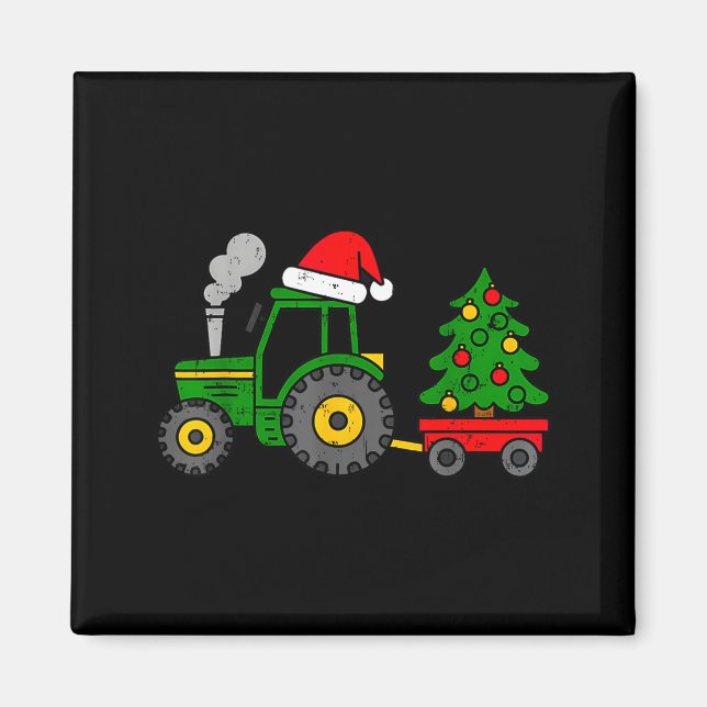 Íman Farm Christmas Tractor Tree Xmas Truck Boys Kids T (Frente)