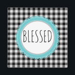 Íman Farmhouse Bênção Xadrez Negra Búfalo e Teal<br><div class="desc">A Farmhouse Bênção Negra Xadrez de Buffalo Negra e Negra Teal e Xadrez Branca de Buffalo Moderna Design de Camponeses Apresentando um toque de Teal Edit design para a redação da sua escolha, </div>