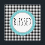 Íman Farmhouse Bênção Xadrez Negra Búfalo e Teal<br><div class="desc">A Farmhouse Bênção Negra Xadrez de Buffalo Negra e Negra Teal e Xadrez Branca de Buffalo Moderna Design de Camponeses Apresentando um toque de Teal Edit design para a redação da sua escolha, </div>