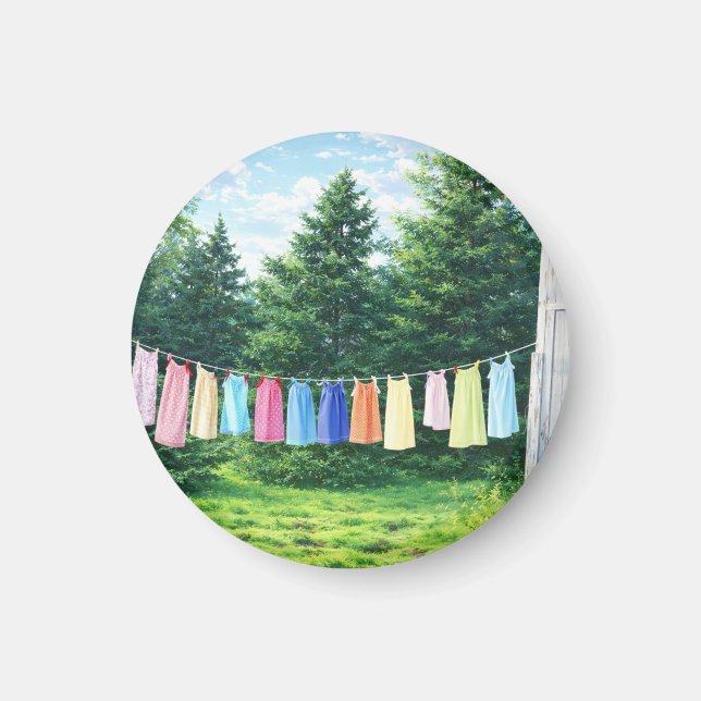 Íman Farmhouse Clothesline Summer Day (Frente)
