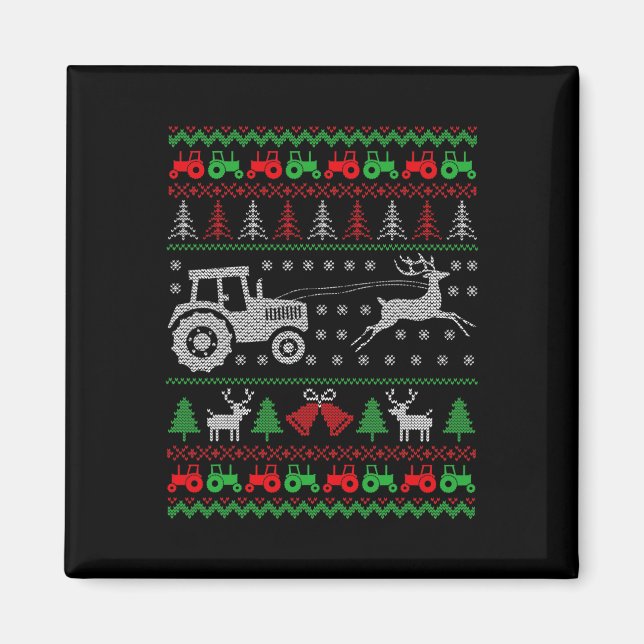 Íman Farming Trator Reindeer Fazenda Funny Farmer Ugly  (Frente)