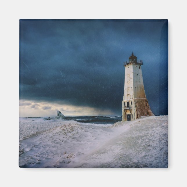 Íman Faróis | Lago Frankfort Lighthouse Michigan (Frente)