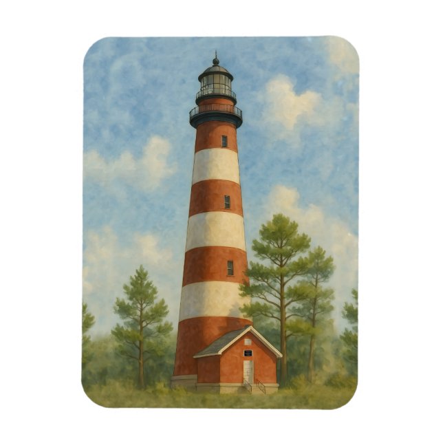 Íman Farol de Assateague em Aquarela (Vertical)