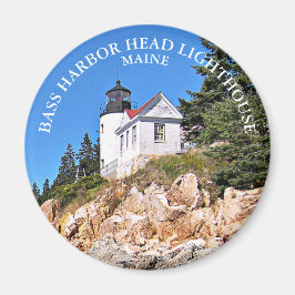Íman Farol de Cabeça de Bass Harbor, Maine Round Magnet