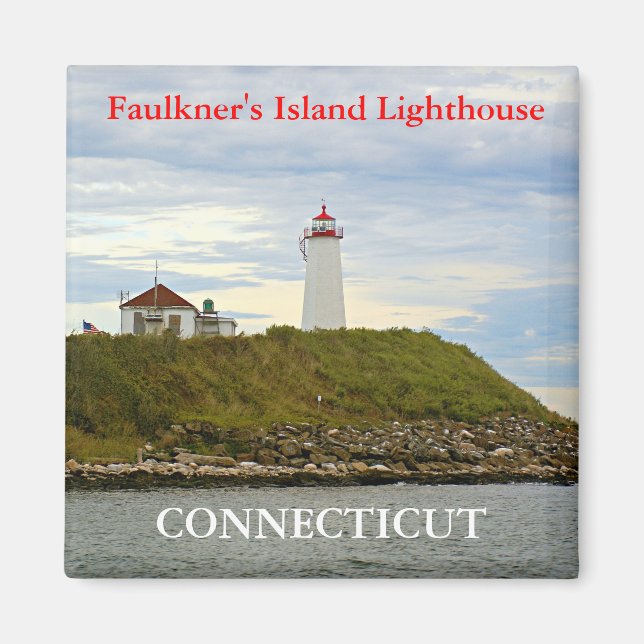 Íman Farol de Faulkner's Island, Magnet de Connecticut (Frente)