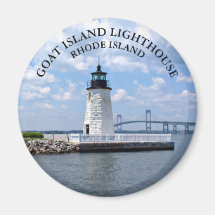 Íman Farol de Goat Island, Magnet redondo de Rhode Isla