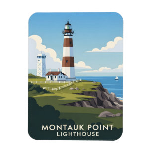 Íman Farol de Montauk Point, Penhasco Costeiro & Velero