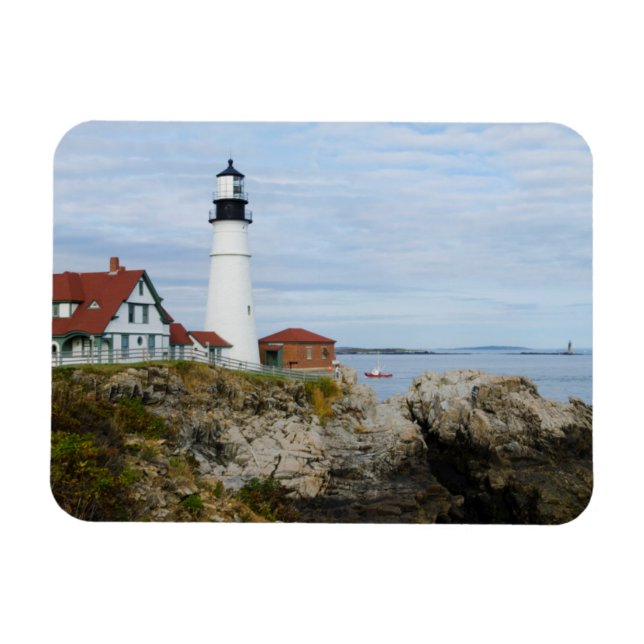 Íman Farol de Portland Headlight em costa rochosa (Horizontal)
