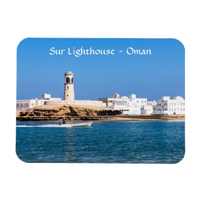 Íman Farol de Sur com barco pescador Sur, Oman (Horizontal)