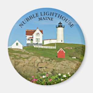 Íman Farol do Nubble, ímã redondo de Maine