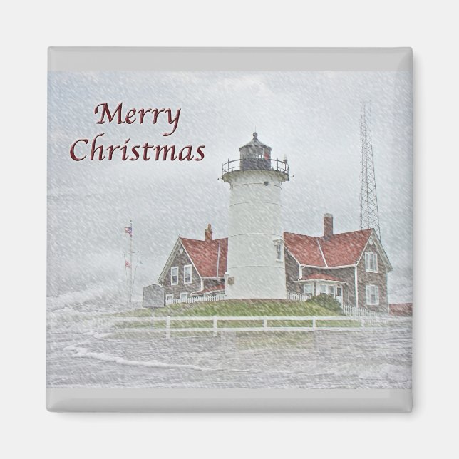 Íman Farol em neve Feliz Natal (Frente)