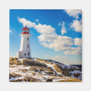 Íman Farol Inverno Em Peggy'S Cove, Nova Escócia