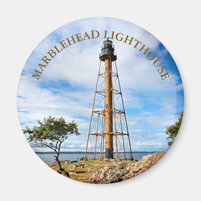 Íman Farol Marblehead, Massachusetts Round Magnet (Frente)