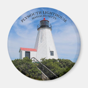 Íman Farol Plymouth, Massachusetts Round Magnet