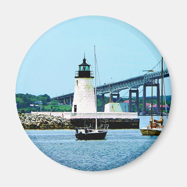 Íman Farol, Ponte e Barcos, Newport, RI (Frente)