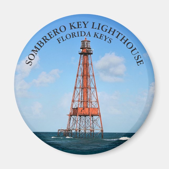 Íman Farol Sombrero Key Flórida Keys Round Magnet (Frente)