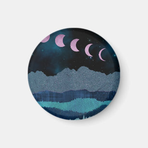 Íman Fases da Lua Rosa na Paisagem