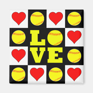 Íman Fastpitch Softball Player LOVE Cute Decorative