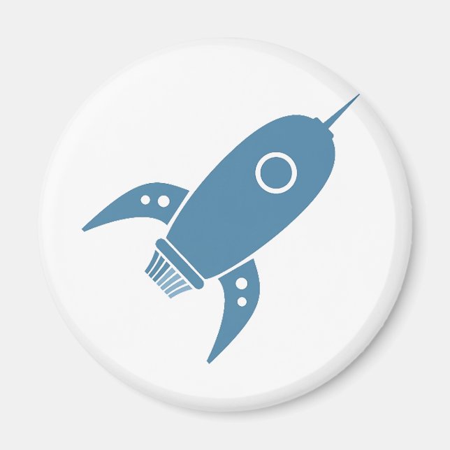 Íman Fat Retro Rocket Ship Blue (Frente)