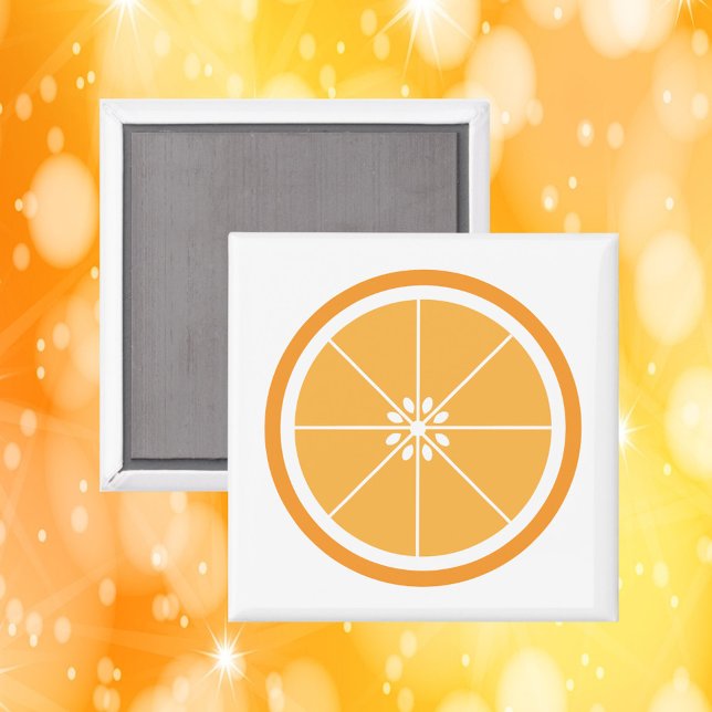 Íman Fatia de Fruta Laranja (A magnet featuring an orange fruit slice.)
