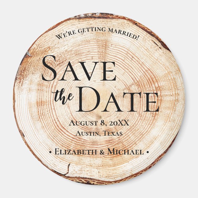 Íman Fatia de Madeira de Casamento Russo Personalizada (Frente)