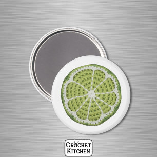 Íman Fatia Mínima de Limão de Crochet Verde Moderno