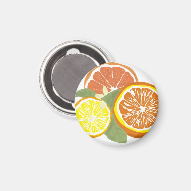 Íman Fatias Frescas de Citrinos Laranja Limão (Front/Back)