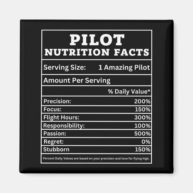 Íman Fatos Nutricionais do Piloto – Design de Presente  (Frente)