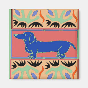 Íman Fauvism azul do abstrato do Dachshund