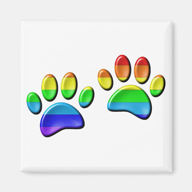 Íman Faux 3D Rainbow Dog Paw Prints (Frente)