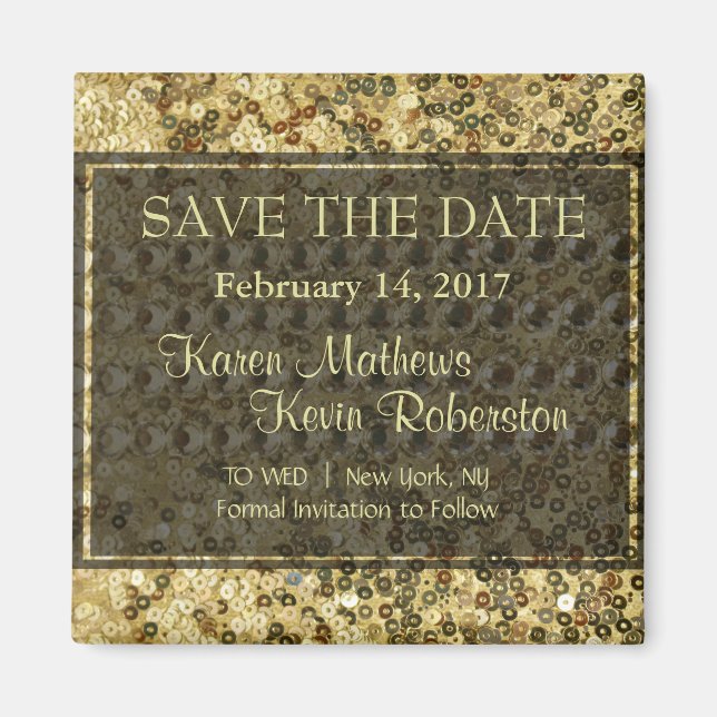 Íman Faux Diamond e Dourada aparência de brilho (Frente)