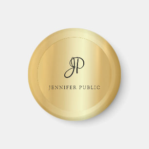 Íman Faux Dourado Modelo Monograma Moderno Elegante