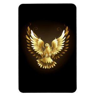 Íman Faux Gold Foil Peace Dove em Preto