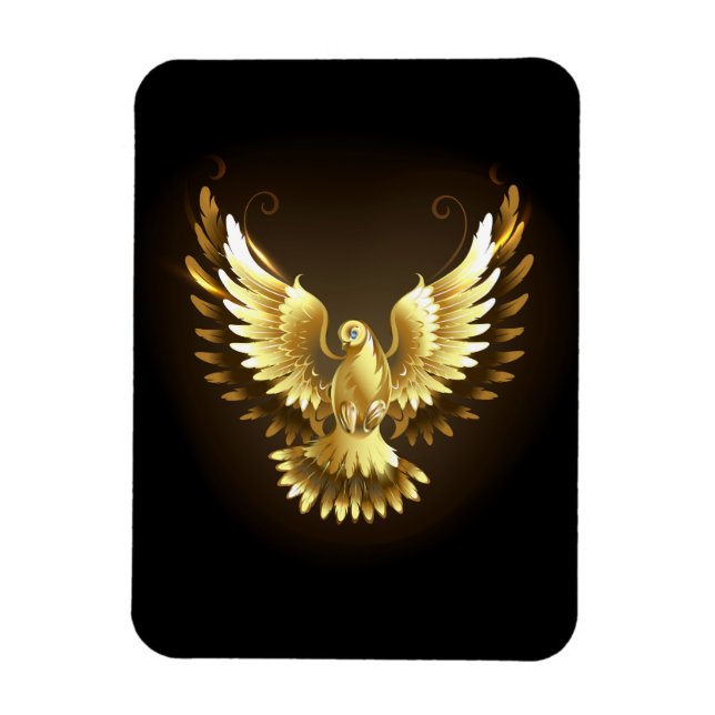 Íman Faux Gold Foil Peace Dove em Preto (Vertical)