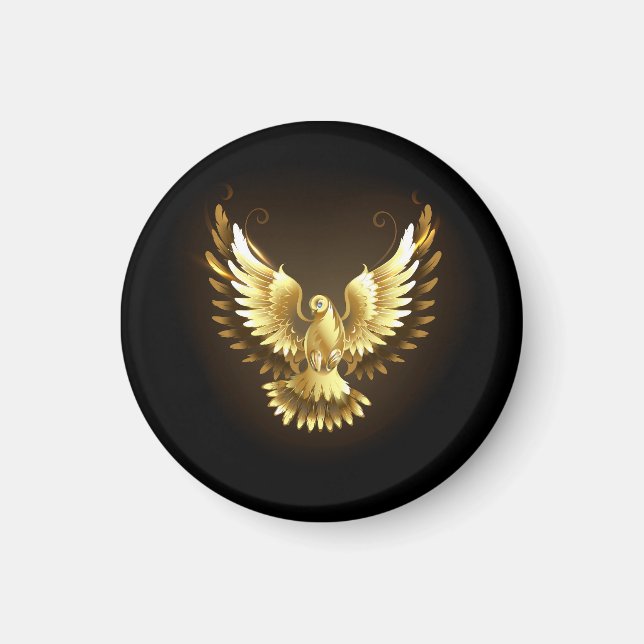 Íman Faux Gold Foil Peace Dove em Preto (Frente)