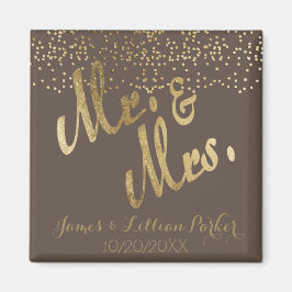Íman Faux Gold Foil "Sr. & Sra." Casamento Monograma