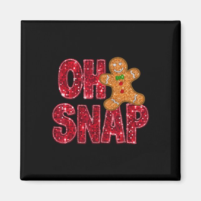 Íman Faux Sequins Oh Snap Christmas Gingercake Family (Frente)