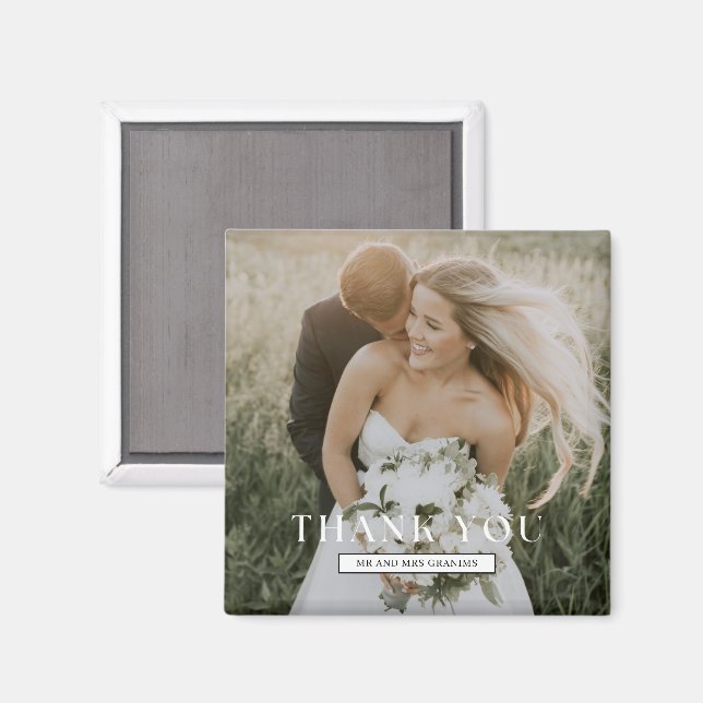 Íman Favor de Agradecimento de Casamento com Foto Elega (Front/Back)