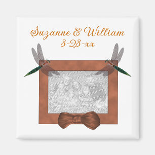 Íman Favor de casamento com foto de libélulas 