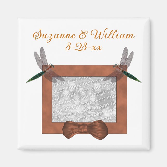 Íman Favor de casamento com foto de libélulas  (Frente)