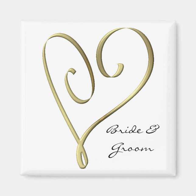 Íman Favor de Casamento Dourado Estilizado de KRW (Frente)