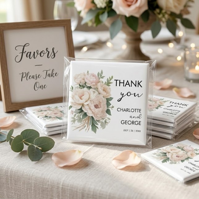 Íman favor de casamento floral rústico peônias rosa bra (Criador carregado)